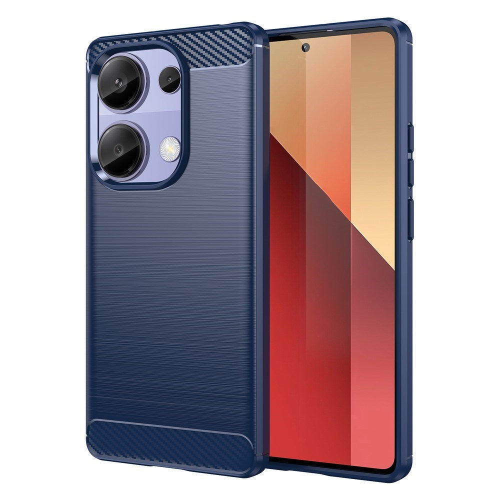 Xiaomi Redmi Note 13 Pro (4G) / Poco M6 Pro Brushed Carbon Fiber Fleksibelt Plast Deksel - Blå