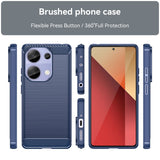 Xiaomi Redmi Note 13 Pro (4G) / Poco M6 Pro Brushed Carbon Fiber Fleksibelt Plast Deksel - Blå