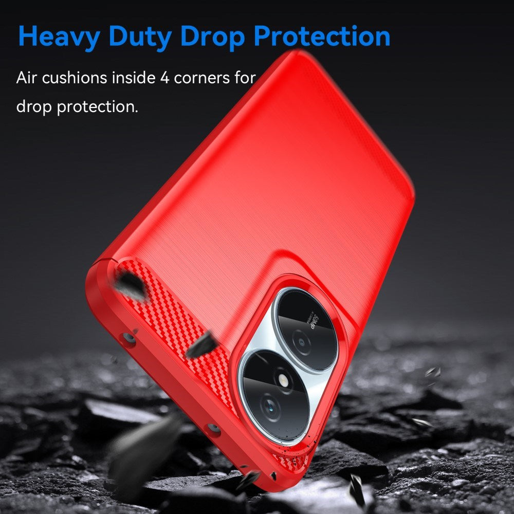 EIDERWOOD Honor X7b / 90 Smart Brushed Carbon Fiber Fleksibelt Plast Deksel - Rød