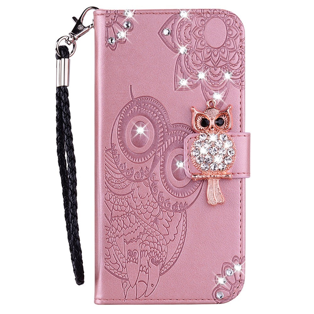 EIDERWOOD Xiaomi Redmi Note 13 Pro 5G / Poco X6 Skinndeksel m. Lommebok - Ugle & Rhinestone - Rose Gold