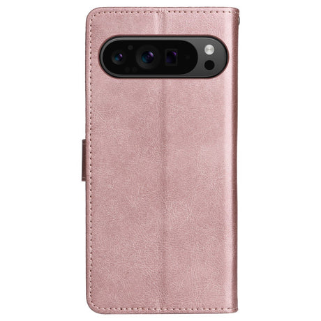 EIDERWOOD Google Pixel 9 Pro XL Flip Deksel i Skinn med Lommebok og Stropp - Rose Gold