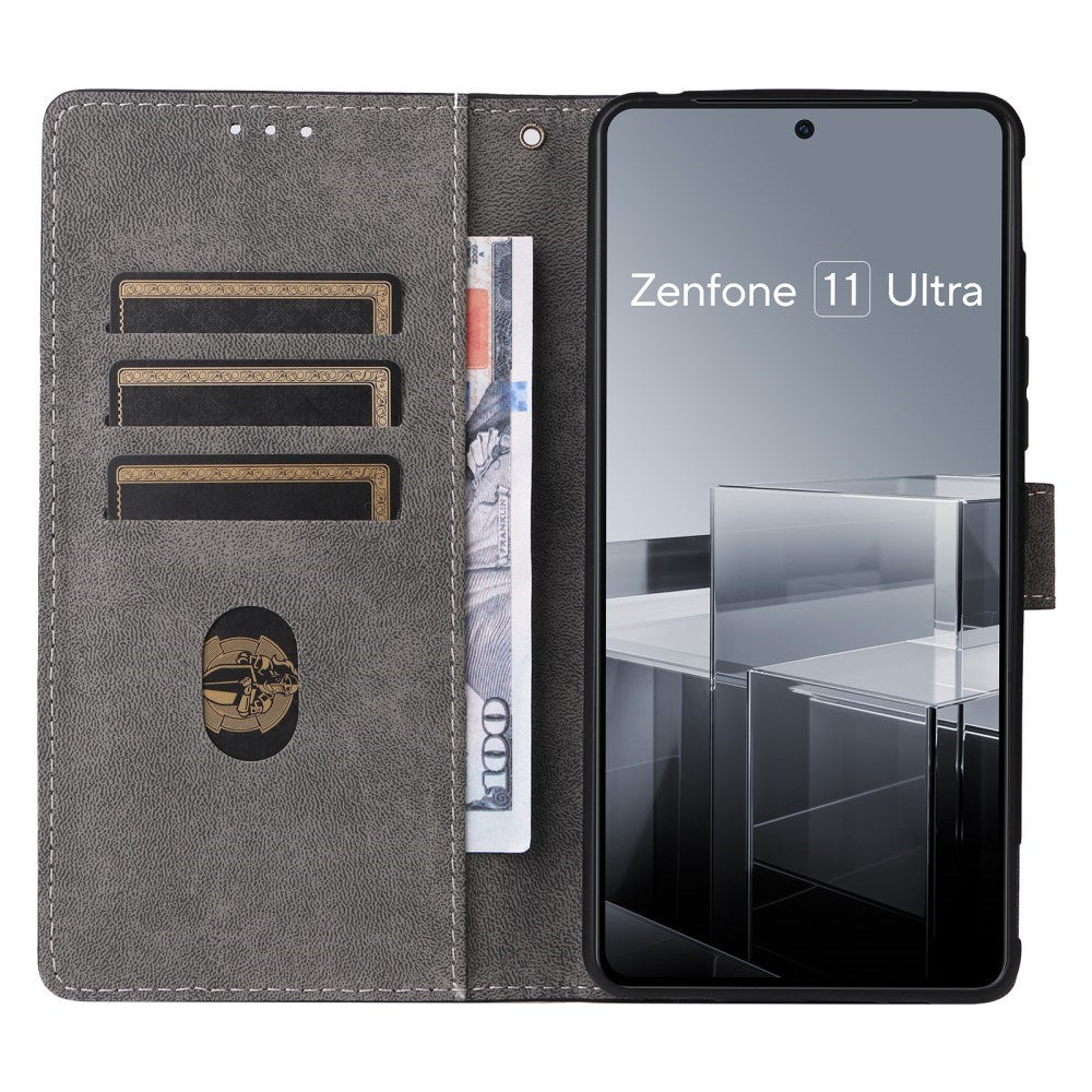 EIDERWOOD Asus Zenfone 11 Ultra Kunstskinn Deksel m. Lommebok og Stropp - Svart