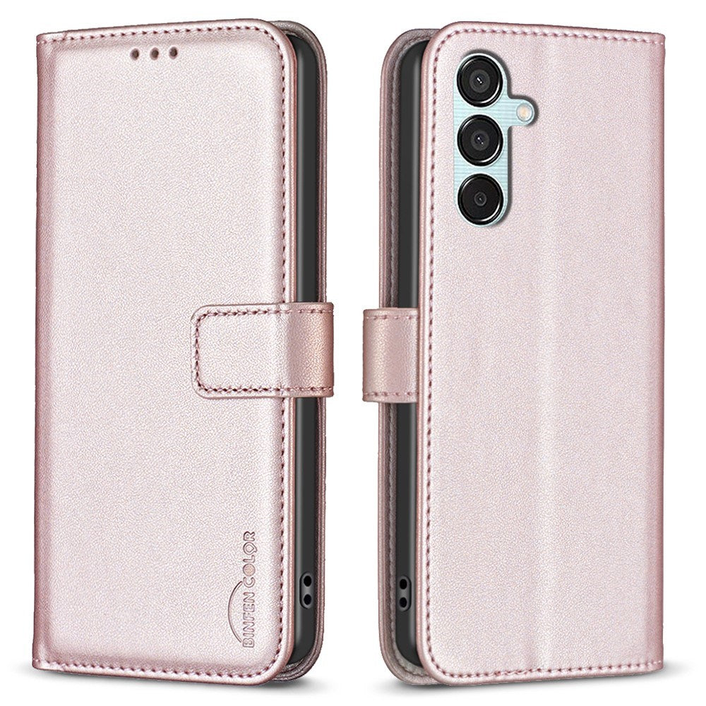 EIDERWOOD Samsung Galaxy M15 (5G) Kunst Skinn Flip Deksel m. Stativ & Lommebok - Rose Gold