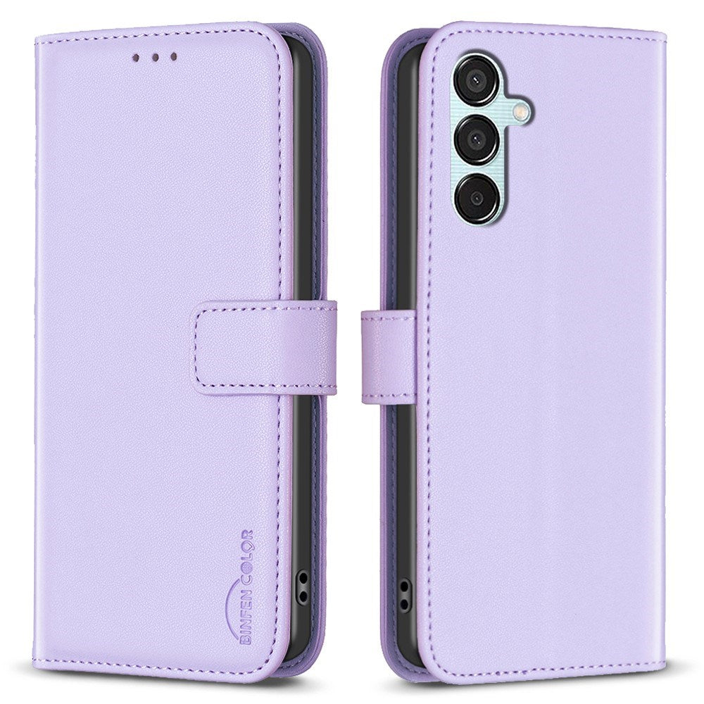 EIDERWOOD Samsung Galaxy M15 (5G) Kunst Skinn Flip Deksel m. Stativ & Lommebok - Lavendel