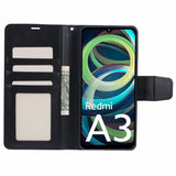 Xiaomi Redmi A3 Kunstskinn Flip Deksel med Lommebok & Stativfunksjon - Svart