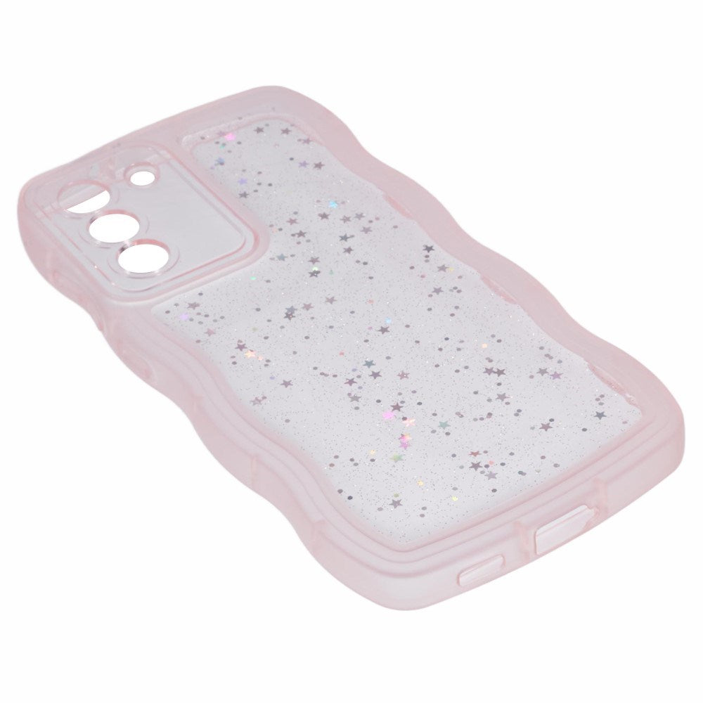 EIDERWOOD Samsung Galaxy S22+ (Plus) Fleksibelt Plast Wavy Deksel med Glitter - Gjennomsiktig / Rosa