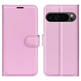 EIDERWOOD Google Pixel 9 Pro XL Litchi Skinn Flip Deksel m. Lommebok - Rosa