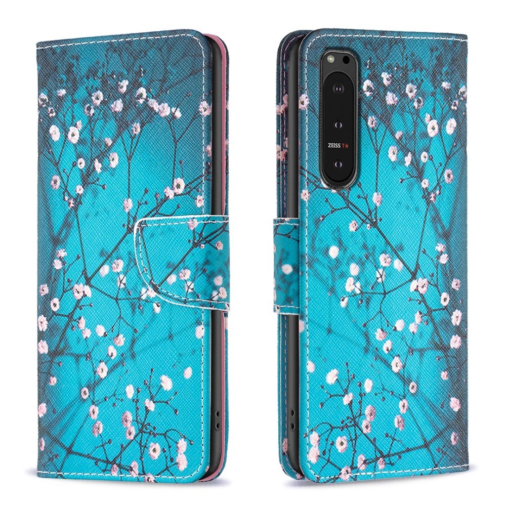 EIDERWOOD Sony Xperia 10 VI Flip Deksel i Skinn med Lommebok og Trykk - Blomstertre