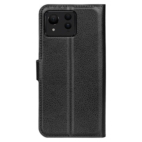 EIDERWOOD Asus Zenfone 11 Ultra PU Litchi Skinn Flip Deksel med Lommebok og Stativfunksjon - Svart