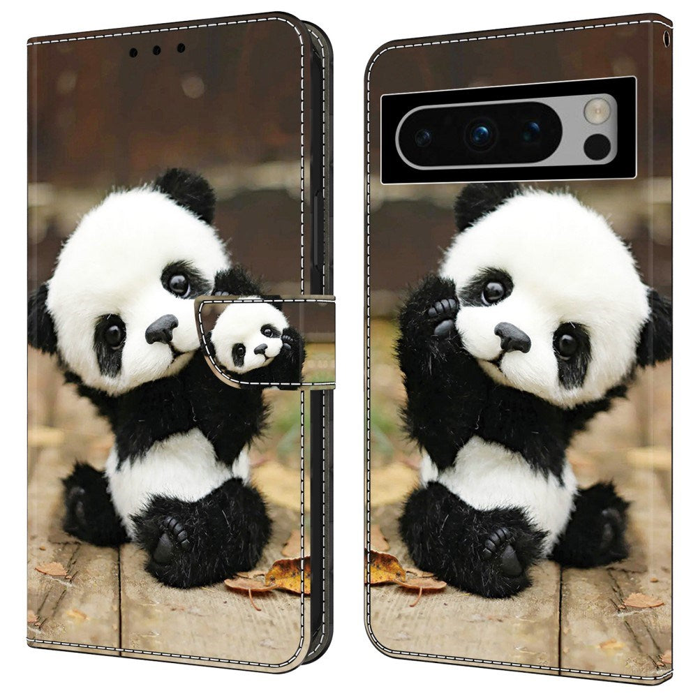 EIDERWOOD Google Pixel 9 Pro XL Kunstskinn Deksel m. Lommebok og Stativ - Panda