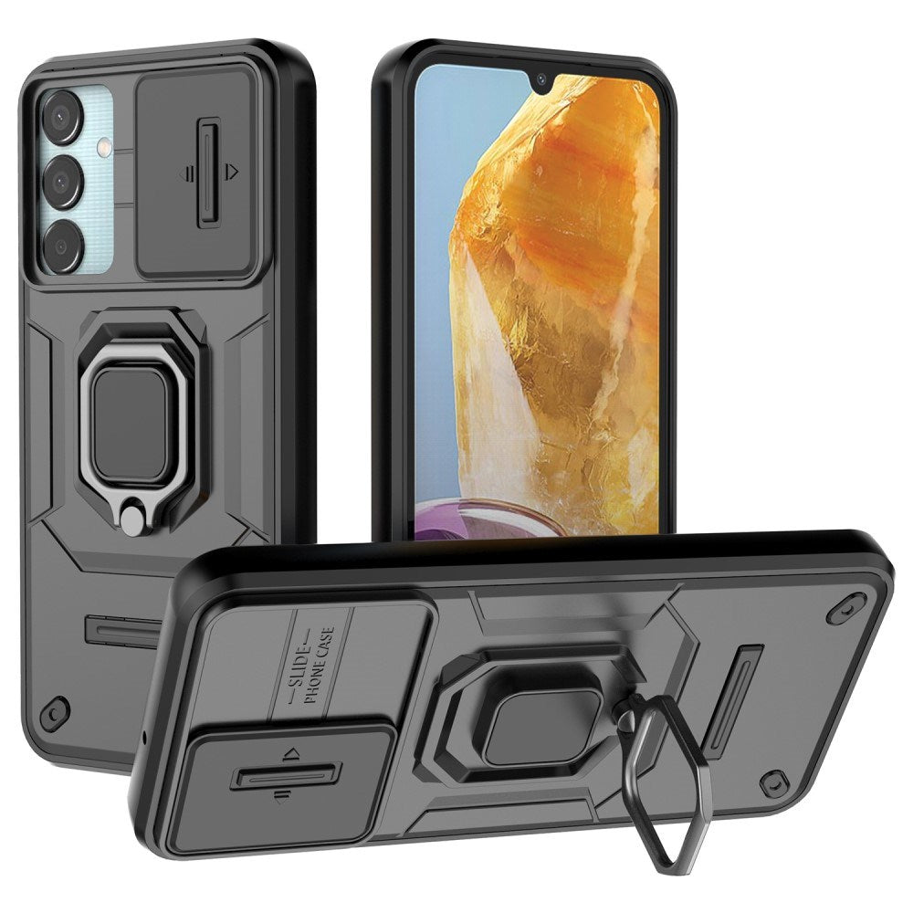 EIDERWOOD Samsung Galaxy M15 (5G) Håndverker Deksel med Magnetisk Kickstand Og Cam Slider - Svart