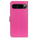 EIDERWOOD Google Pixel 10 / 10 Pro / 9 / 9 Pro Litchi Kunstskinn Deksel m. Veske - Rosa