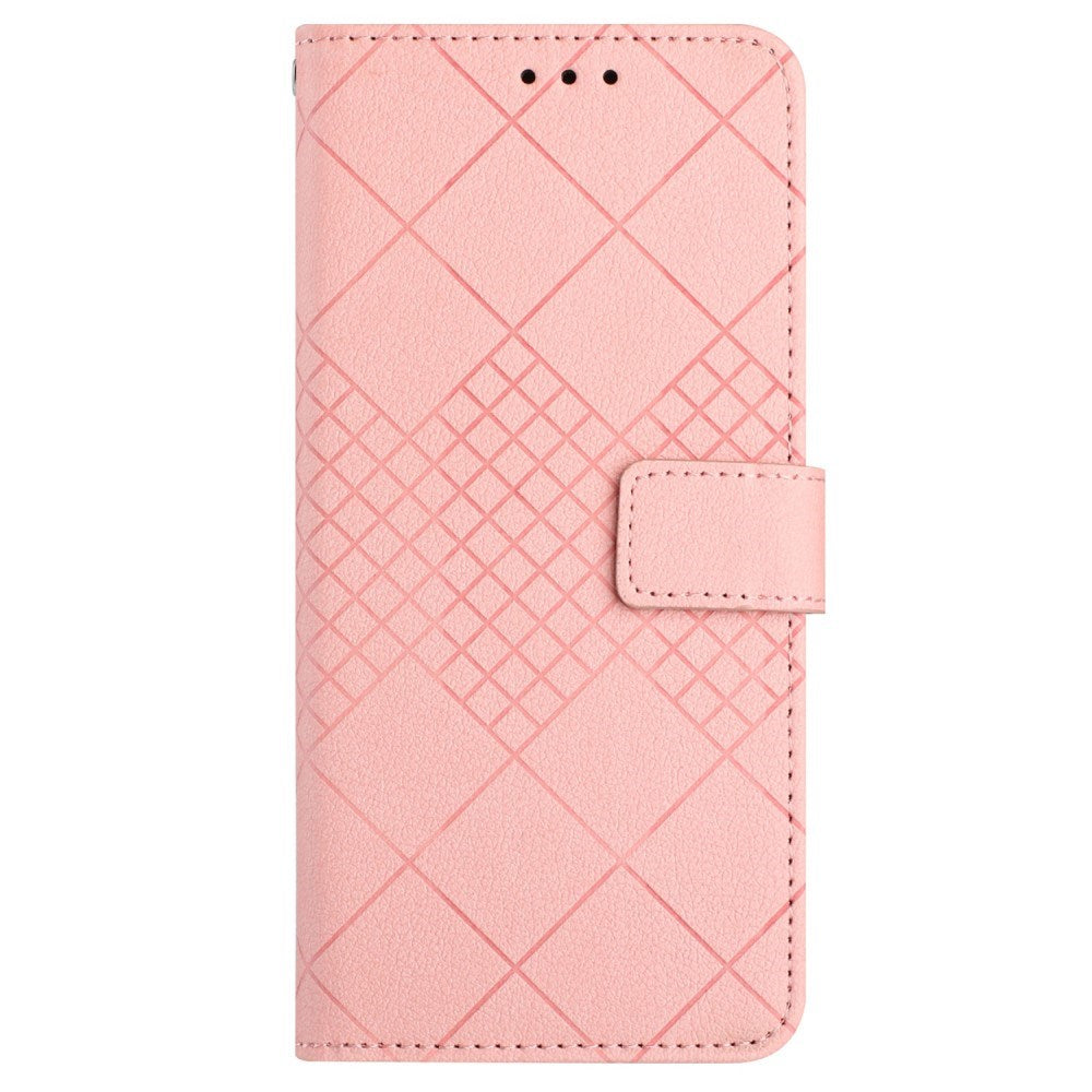 EIDERWOOD Sony Xperia 10 VI Kunst Skinn Flip Deksel med Lommebok og Stropp - Rutedekor - Rosa