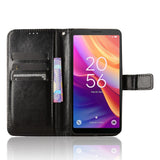 EIDERWOOD TCL 501 Kunst Skinn Flip Deksel med Stativ & Lommebok - Svart