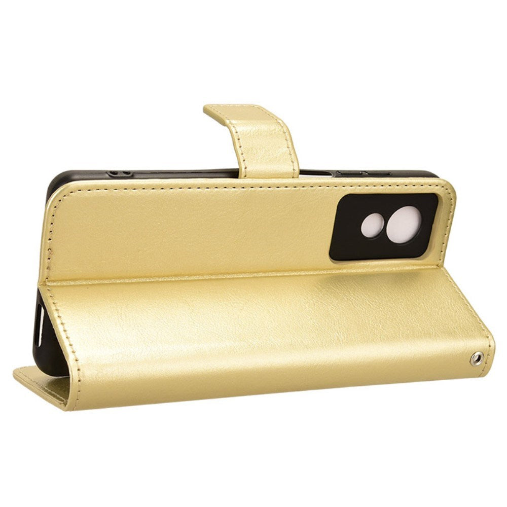 EIDERWOOD TCL 501 Kunst Skinn Flip Deksel med Stativ & Lommebok - Gull