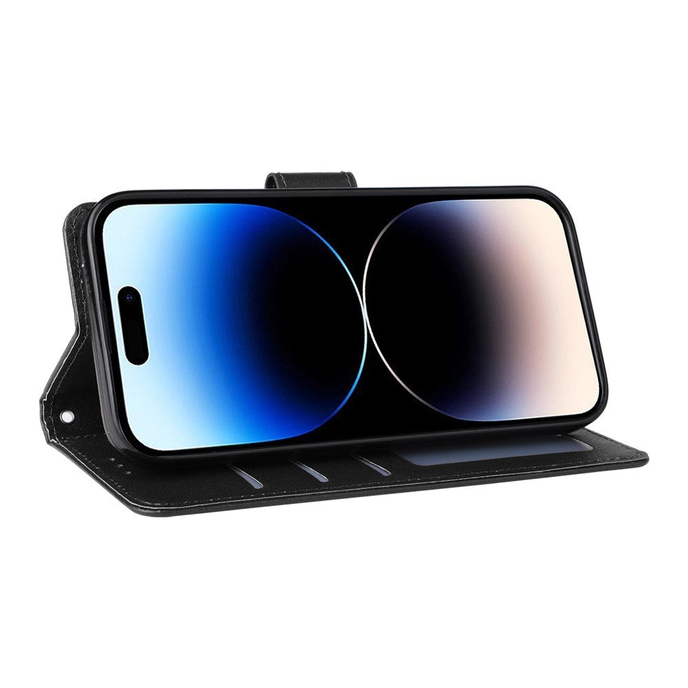 EIDERWOOD iPhone 14 Pro Max Kunstskinn Flip Deksel m. Stropp - Svart