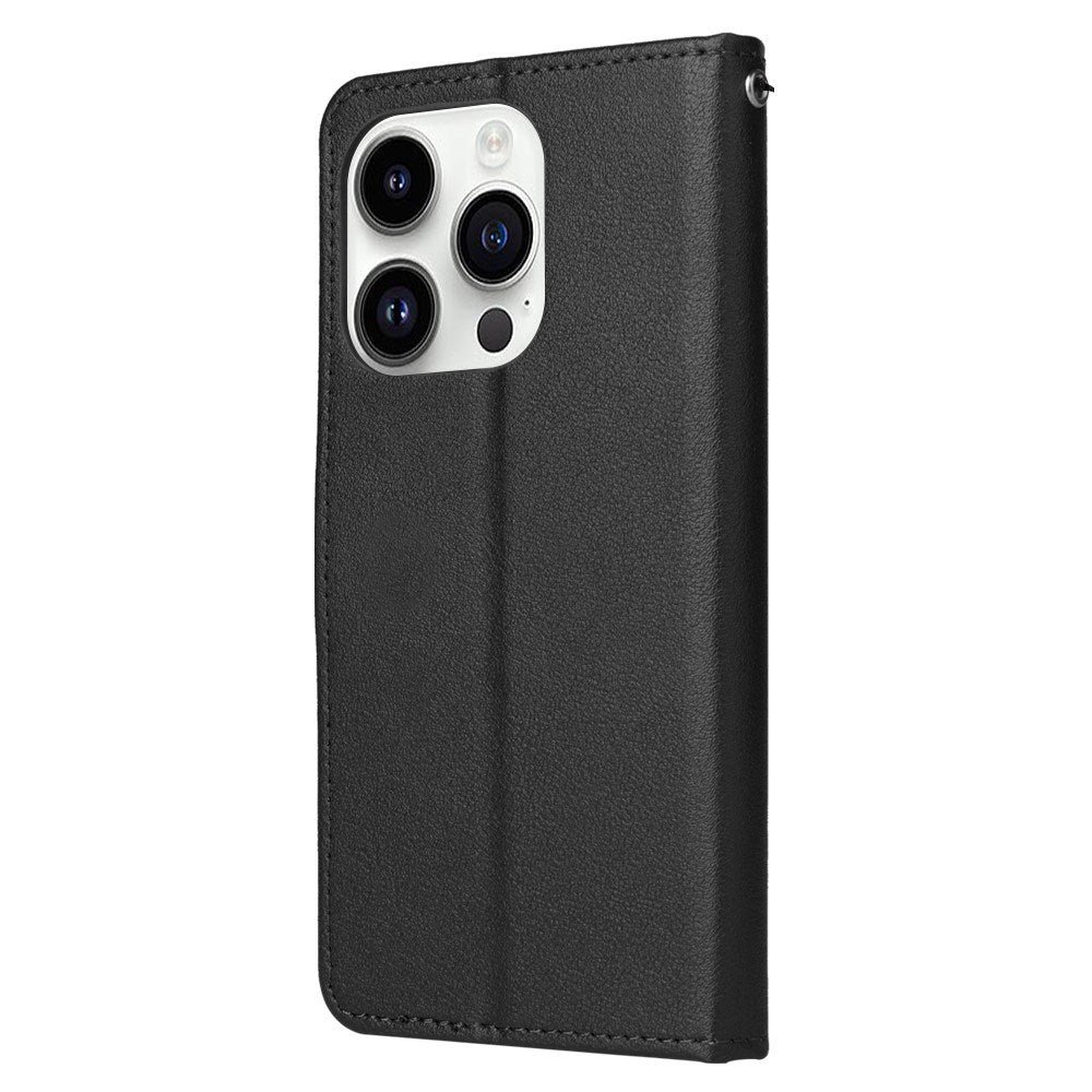 EIDERWOOD iPhone 14 Pro Max Kunstskinn Flip Deksel m. Stropp - Svart