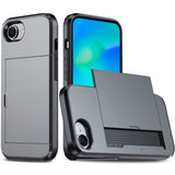 EIDERWOOD iPhone 16e Multifunksjonelt Bakdeksel med Kortholder - Grå