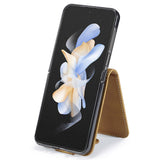 EIDERWOOD Samsung Galaxy Z Flip7 FE / Flip6 Kunstskinn Flip Deksel m. Kortholder & Ståfunksjon - Lys Brun