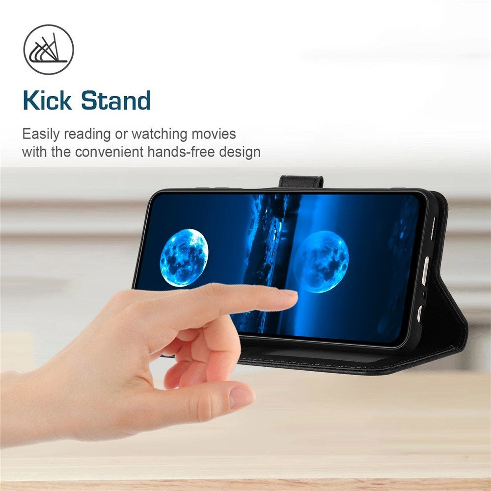 OPPO A77 (5G) / A57 / A57s EIDERWOOD Kunstskinn Flip Deksel m. Stropp - Svart