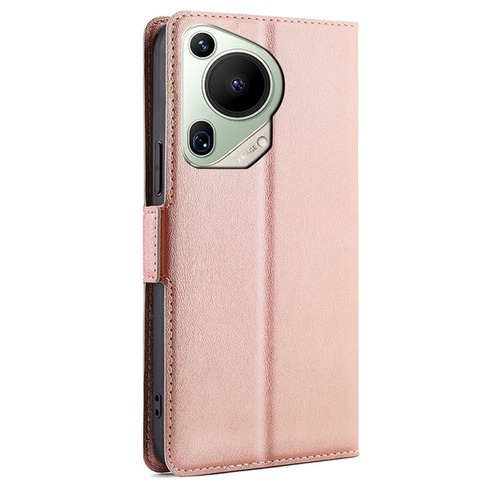 EIDERWOOD Huawei Pura 70 Ultra Flip Deksel i Kunstskinn med Kortholder og Ståfunksjon - Rose Gold