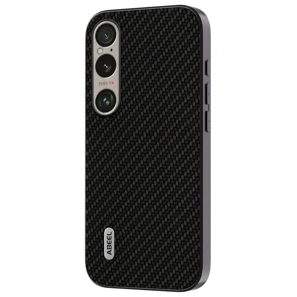 Sony Xperia 1 VI Carbon Fiber Skinnkledd Deksel - Svart