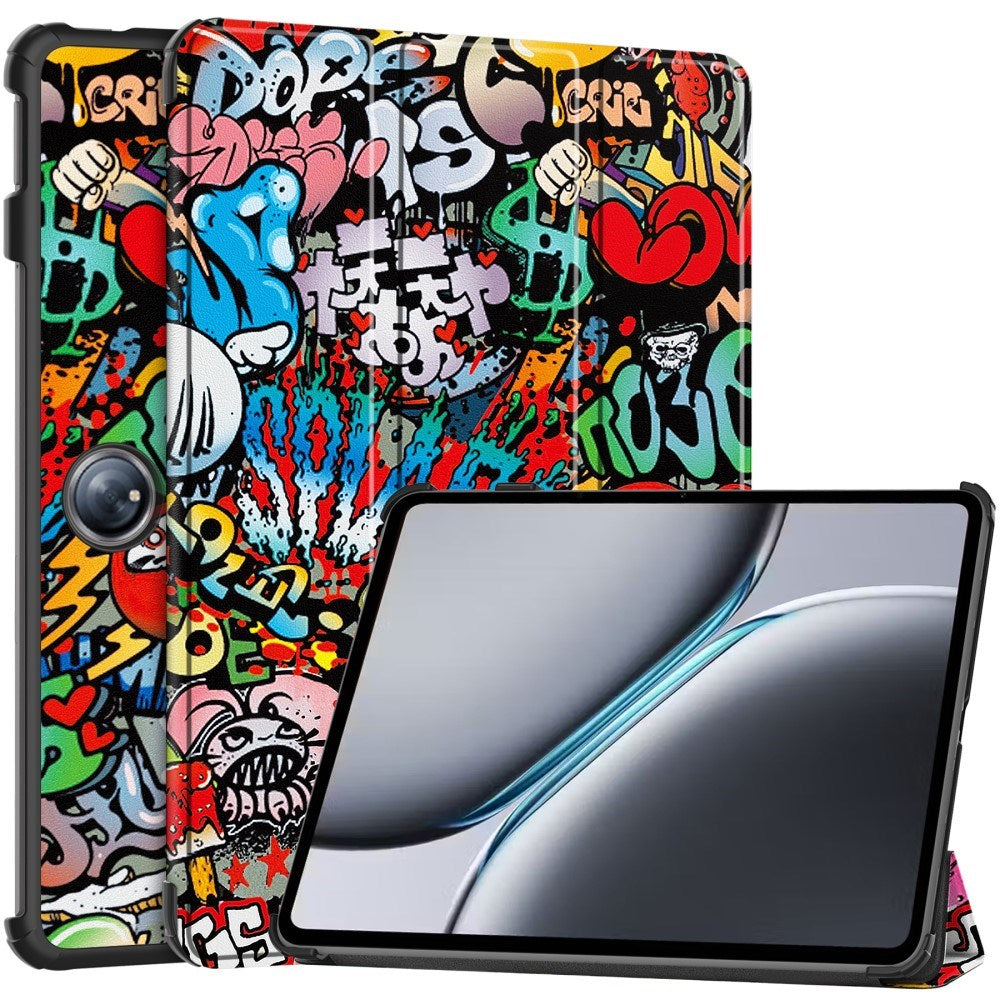 EIDERWOOD OnePlus Pad 2 Tri-Fold Deksel i Kunstskinn med Sleep-Funksjon - Graffiti