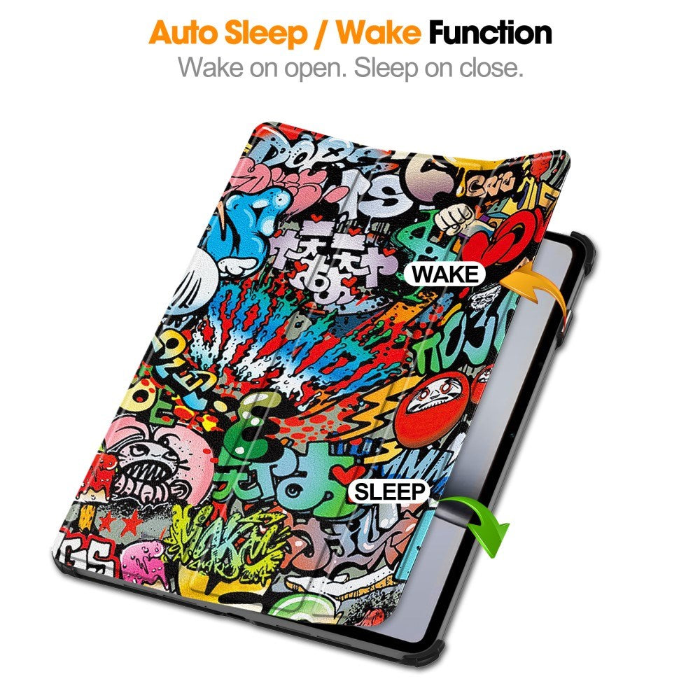 EIDERWOOD OnePlus Pad 2 Tri-Fold Deksel i Kunstskinn med Sleep-Funksjon - Graffiti