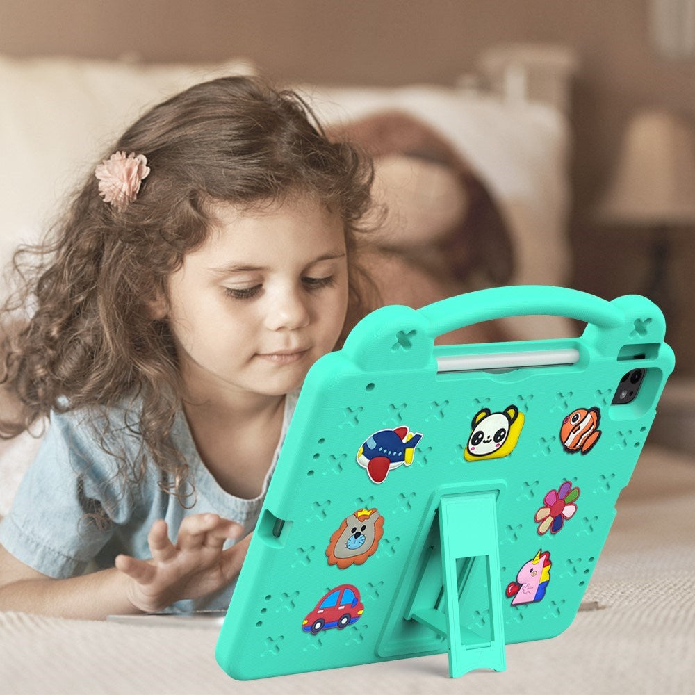 EIDERWOOD iPad Air 13" (2025 / 2024) / Pro 13" (2025 / 2024) /12.9" (2022-2018) Barnedeksel med Stativ og Håndholder - Grønn