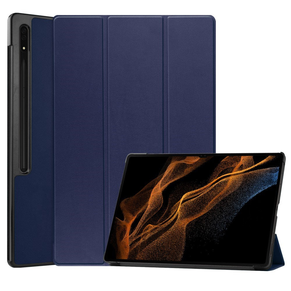 EIDERWOOD Samsung Galaxy Tab S10 Ultra Tri-Fold Kunstskinn Deksel m. Stativfunksjon - Blå