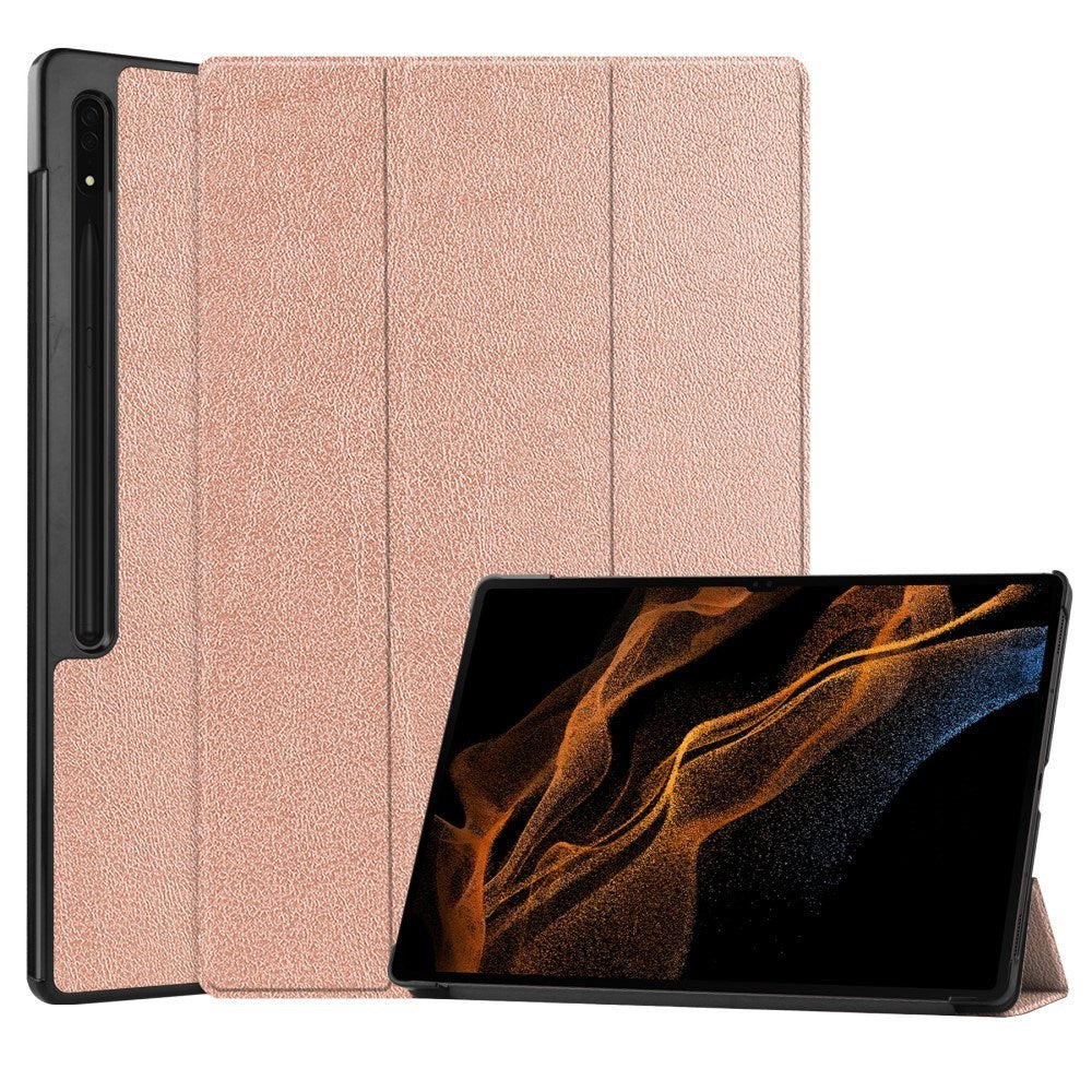 EIDERWOOD Samsung Galaxy Tab S10 Ultra Tri-Fold Kunstskinn Deksel m. Stativfunksjon - Rose Gull