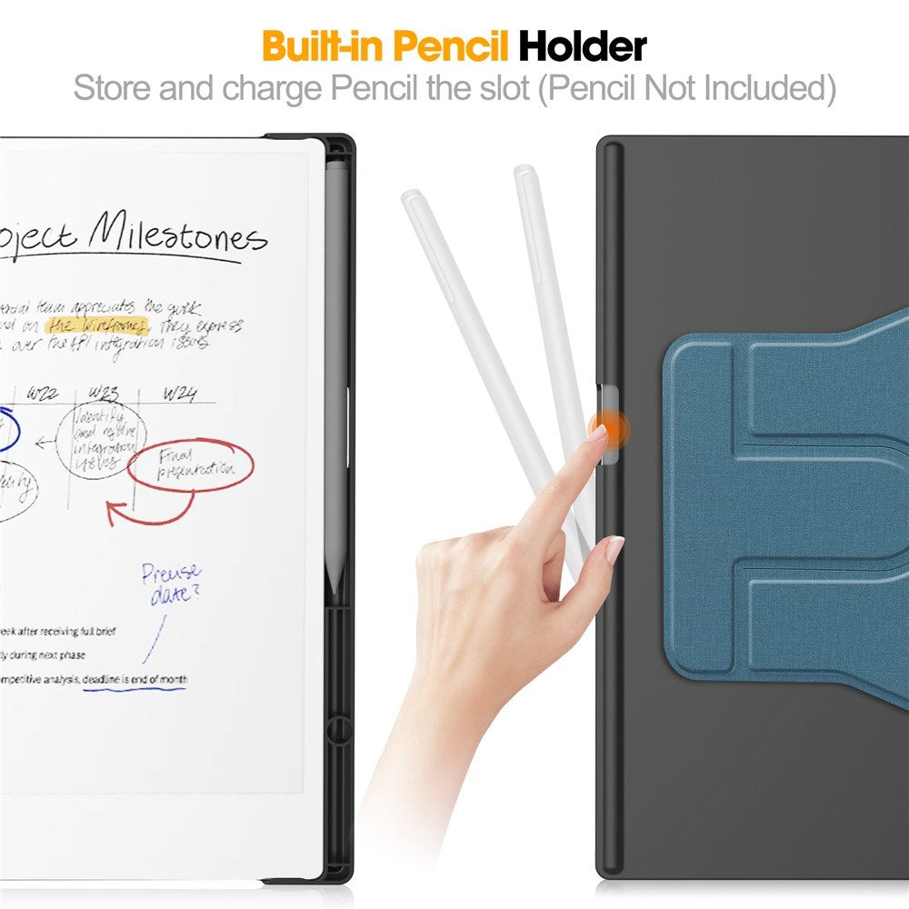 EIDERWOOD ReMarkable Paper Pro Kunstskinn Plast Deksel m. Penne Holder - Lyseblå