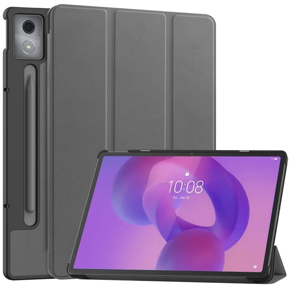 EIDERWOOD Lenovo IdeaTab Pro Kunstskinn Flip Deksel m. Stativfunksjon & Pencil Holder - Grå