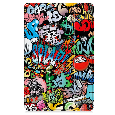EIDERWOOD Lenovo IdeaTab Pro Tri-Fold Kunstskinn Flip Deksel m. Mønster - Graffiti