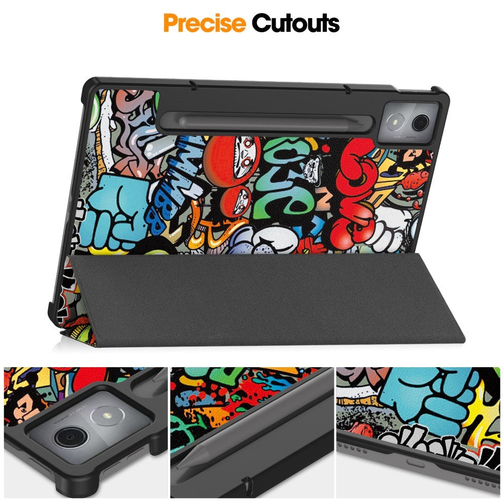 EIDERWOOD Lenovo IdeaTab Pro Tri-Fold Kunstskinn Flip Deksel m. Mønster - Graffiti