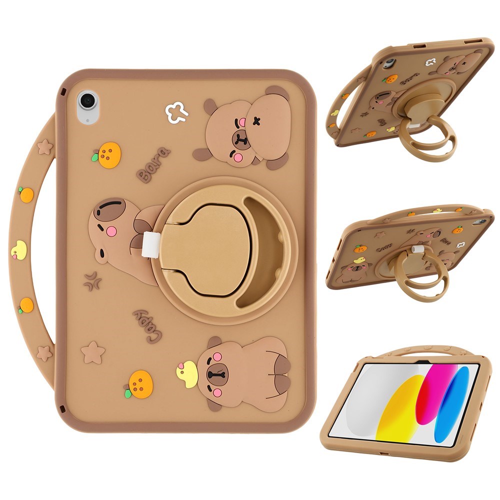 iPad 11" (2025) / 10.9" (2022) EIDERWOOD Silikon Deksel m. Roterende Kickstand - Capybara