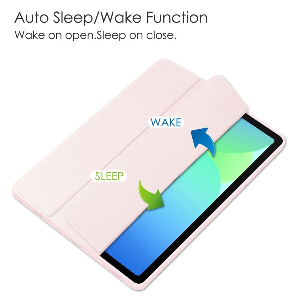 EIDERWOOD Samsung Galaxy Tab S10 Lite / S10 FE / S9 FE Flip Deksel - Stativfunksjon & Styluspennholder - Gjennomsiktig / Rosa