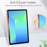 EIDERWOOD Samsung Galaxy Tab S10 Lite / S10 FE / S9 FE Flip Deksel - Stativfunksjon & Styluspennholder - Gjennomsiktig / Rosa