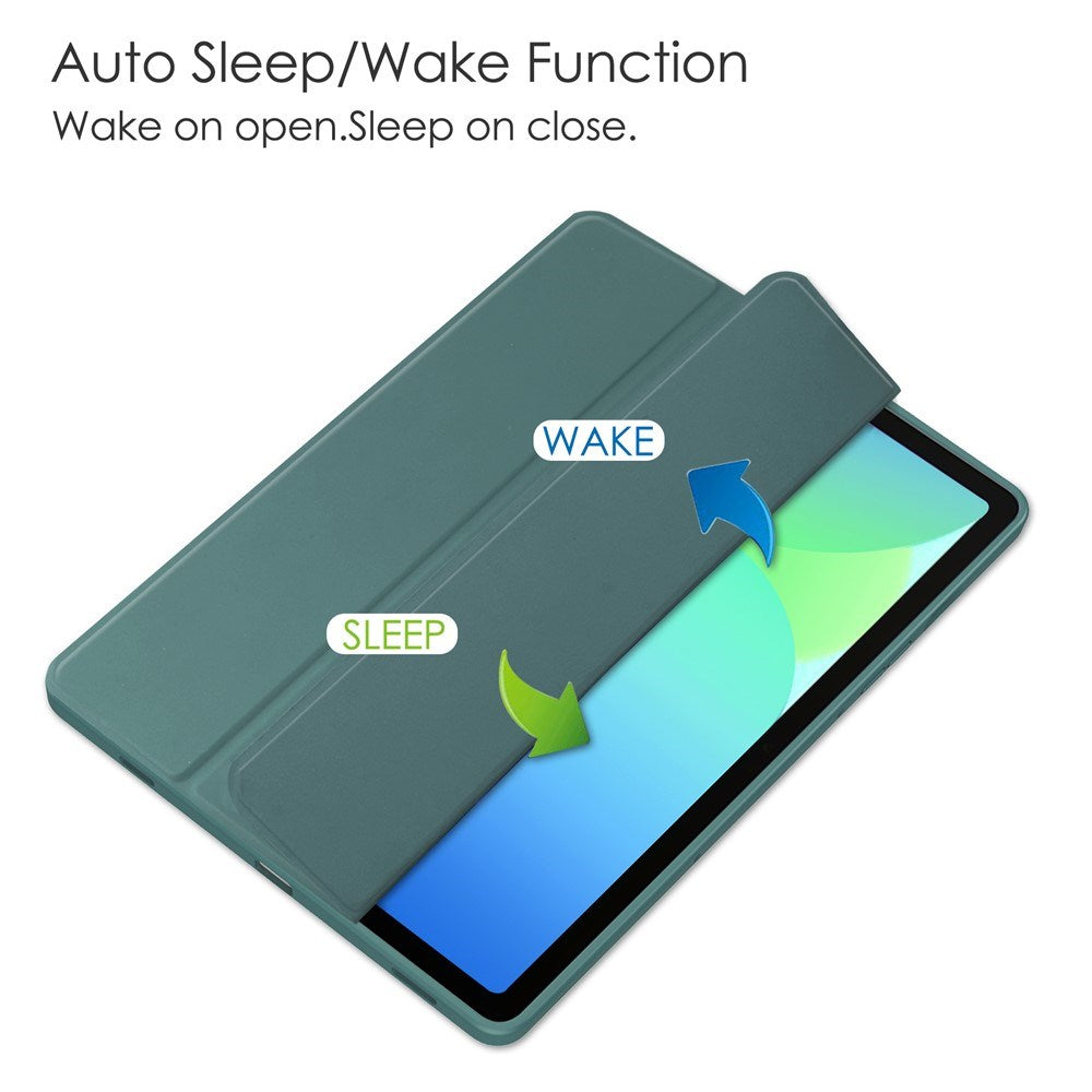 EIDERWOOD Samsung Galaxy Tab S10 Lite / S10 FE / S9 FE Flip Deksel - Stativfunksjon & Styluspennholder - Gjennomsiktig / Mørkegrønn