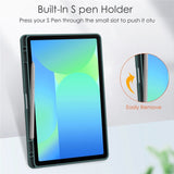 EIDERWOOD Samsung Galaxy Tab S10 Lite / S10 FE / S9 FE Flip Deksel - Stativfunksjon & Styluspennholder - Gjennomsiktig / Mørkegrønn