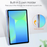 EIDERWOOD Samsung Galaxy Tab S10 Lite / S10 FE / S9 FE Flip Deksel - Stativfunksjon & Styluspennholder - Gjennomsiktig / Lys Blå