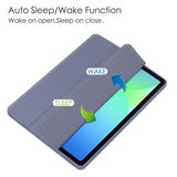 EIDERWOOD Samsung Galaxy Tab S10 Lite / S10 FE / S9 FE Flip Deksel - Stativfunksjon & Styluspennholder - Gjennomsiktig / Grå Lilla