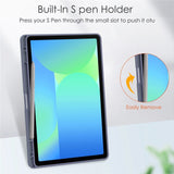 EIDERWOOD Samsung Galaxy Tab S10 Lite / S10 FE / S9 FE Flip Deksel - Stativfunksjon & Styluspennholder - Gjennomsiktig / Grå Lilla