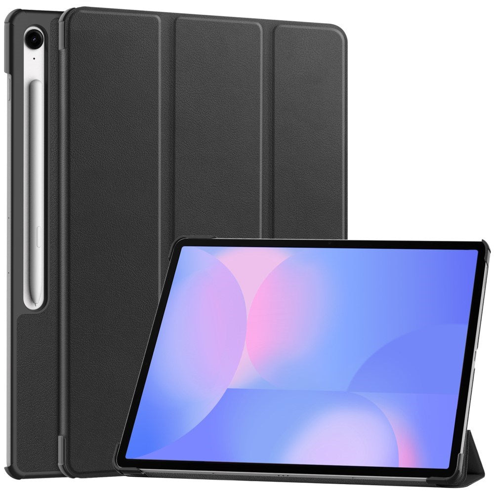 EIDERWOOD Samsung Galaxy Tab S10 FE+ (Plus) Kunstskinn Flip Deksel m. Stativfunksjon & Pencil Holder - Svart