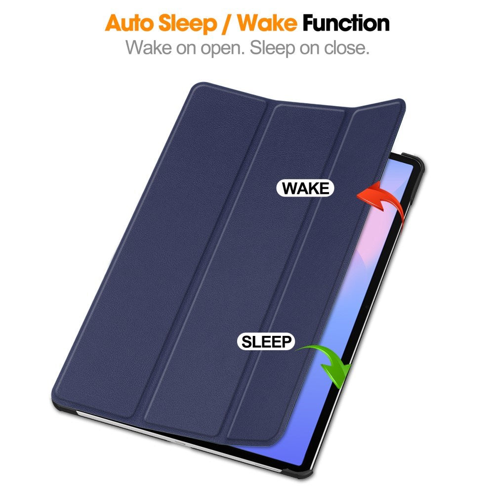 EIDERWOOD Samsung Galaxy Tab S10 FE+ (Plus) Kunstskinn Flip Deksel m. Stativfunksjon & Pencil Holder - Blå