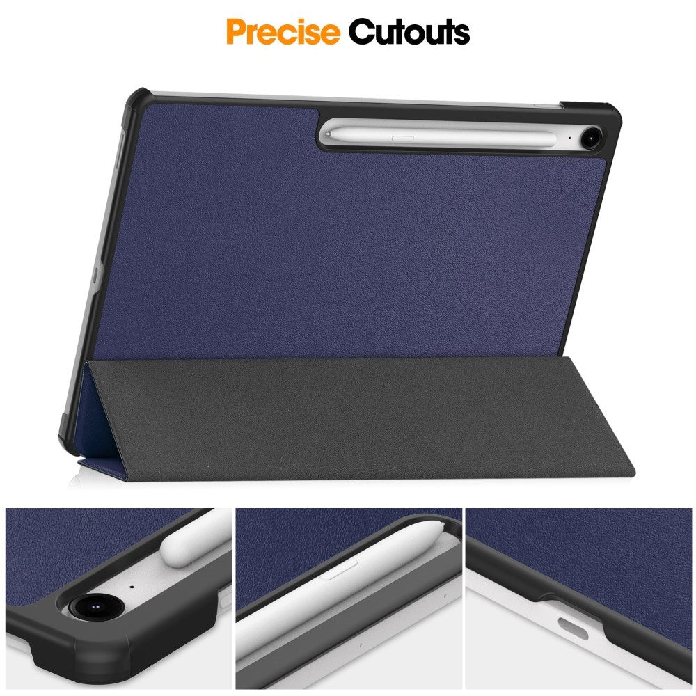 EIDERWOOD Samsung Galaxy Tab S10 FE+ (Plus) Kunstskinn Flip Deksel m. Stativfunksjon & Pencil Holder - Blå