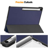 EIDERWOOD Samsung Galaxy Tab S10 FE+ (Plus) Kunstskinn Flip Deksel m. Stativfunksjon & Pencil Holder - Blå