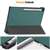 EIDERWOOD Samsung Galaxy Tab S10 FE+ (Plus) Kunstskinn Flip Deksel m. Stativfunksjon & Pencil Holder - Grønn