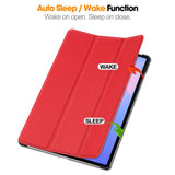 EIDERWOOD Samsung Galaxy Tab S10 FE+ (Plus) Kunstskinn Flip Deksel m. Stativfunksjon & Pencil Holder - Rød