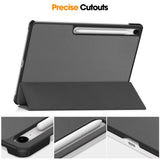 EIDERWOOD Samsung Galaxy Tab S10 FE+ (Plus) Kunstskinn Flip Deksel m. Stativfunksjon & Pencil Holder - Grå